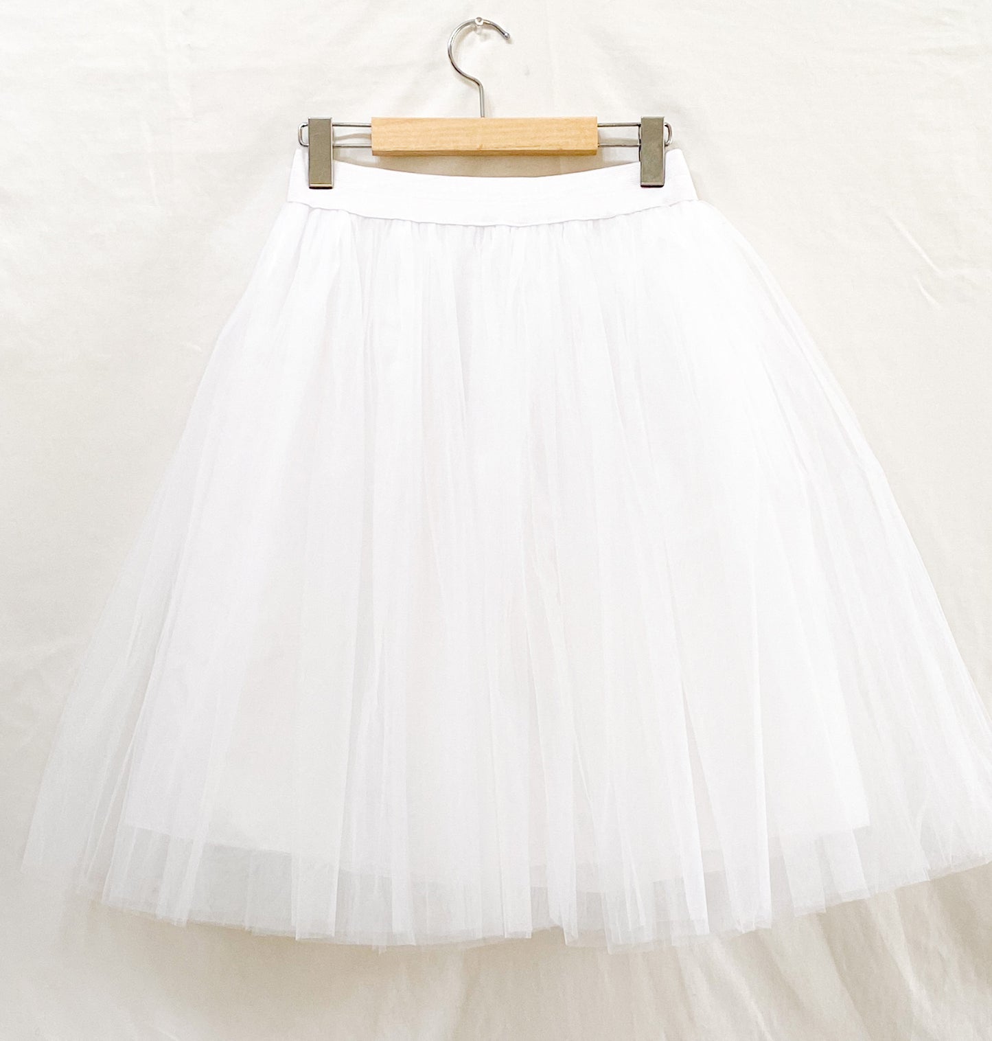 Camille Knee Length Tulle Skirt - White