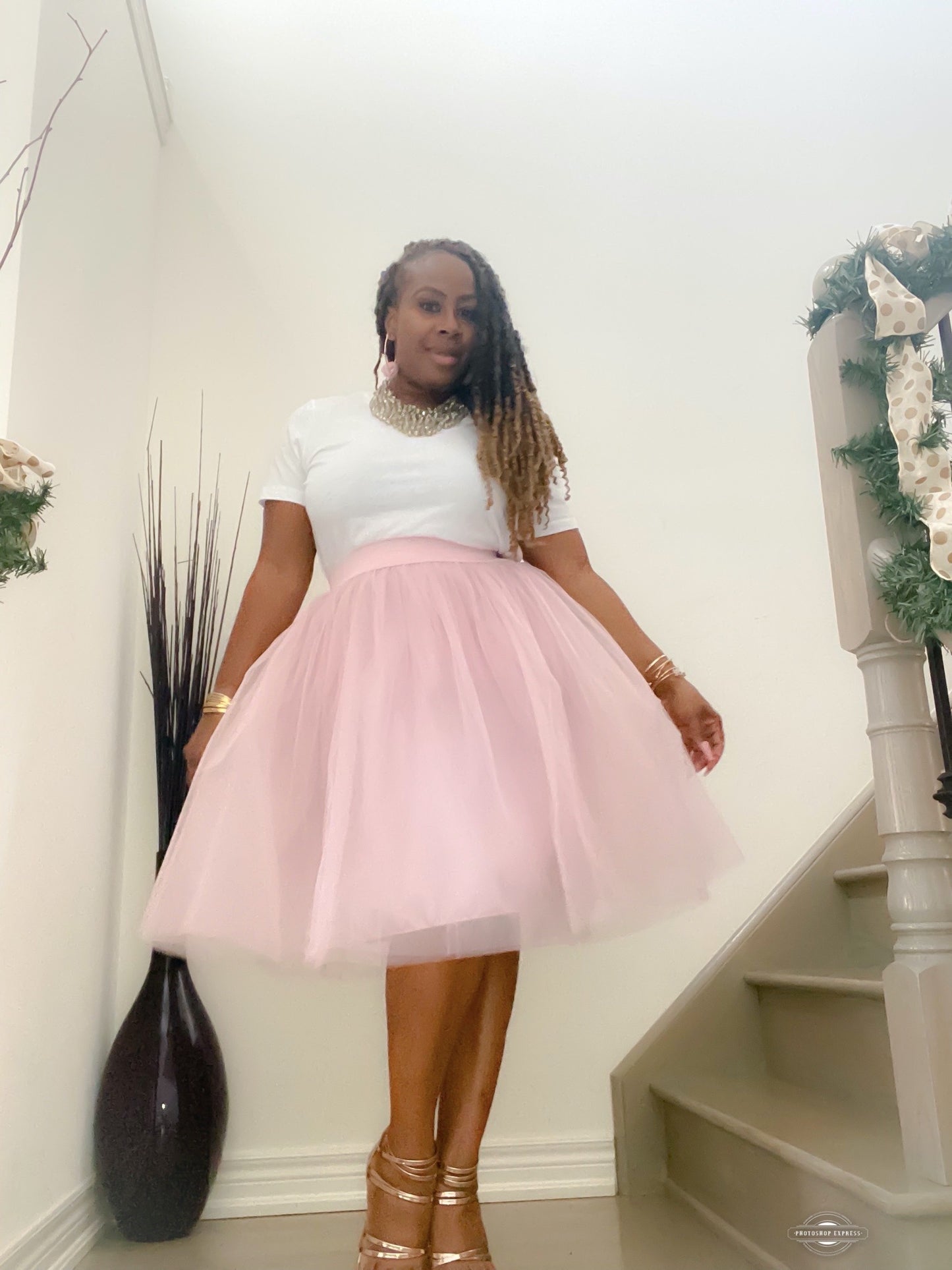 Camille Knee Length Tulle Skirt - Pink