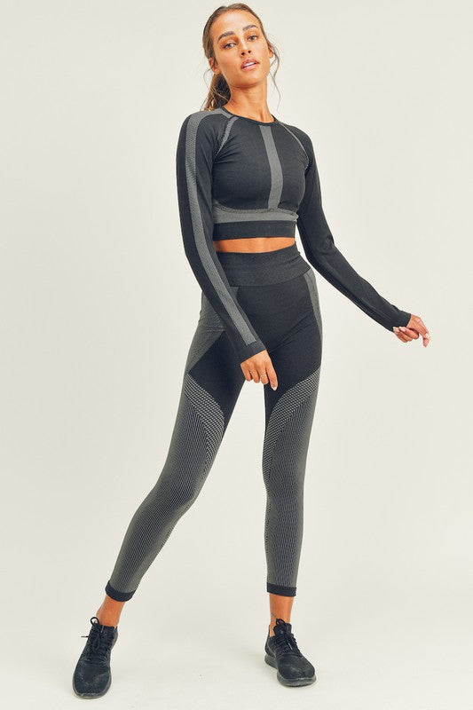 Delilah Ultra Seamless Crop Long Sleeve Top and Legging Set