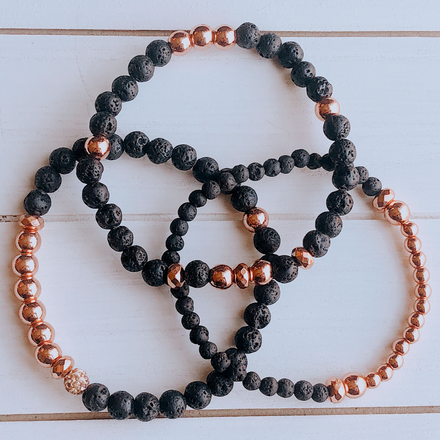 Black Rose Bead Bracelets