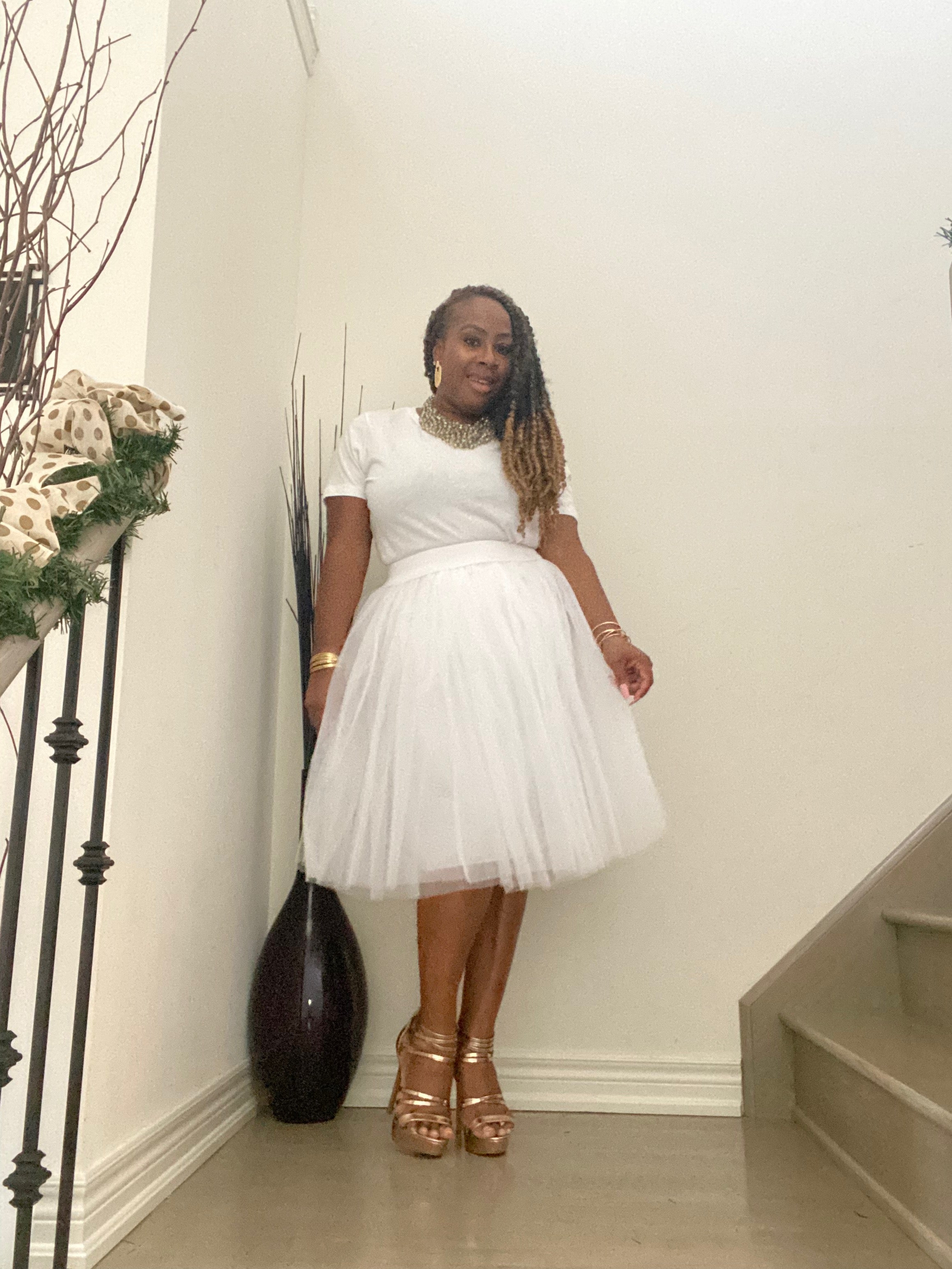 White tulle shop skirt midi