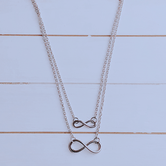 Infinity Love Double Layer Necklace - Silver