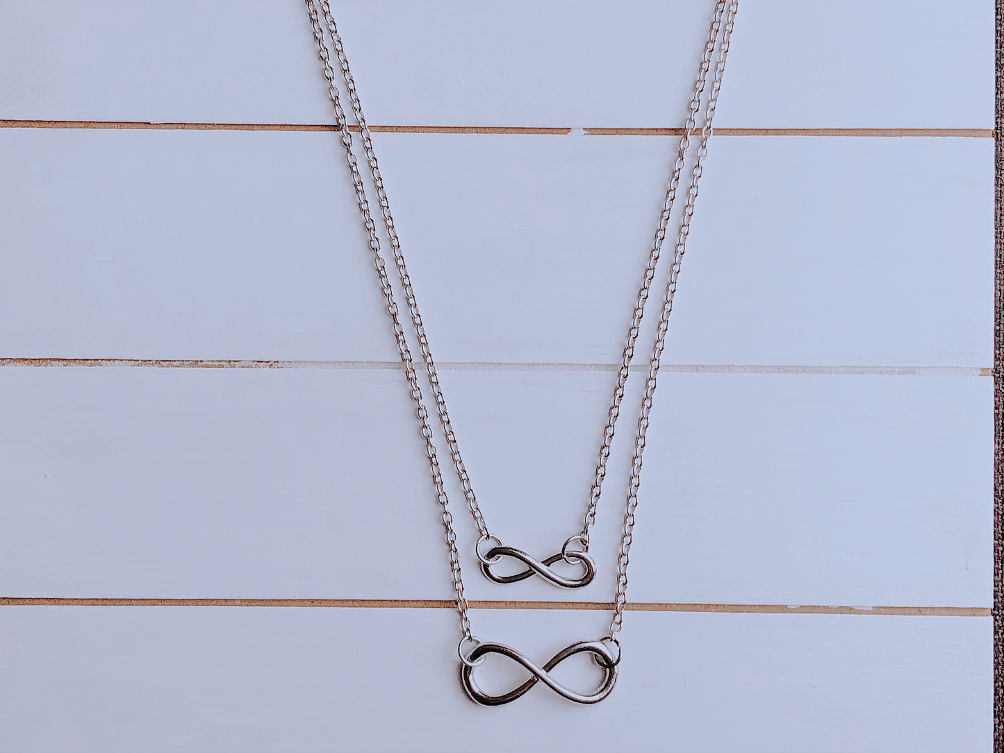 Infinity Love Double Layer Necklace - Silver