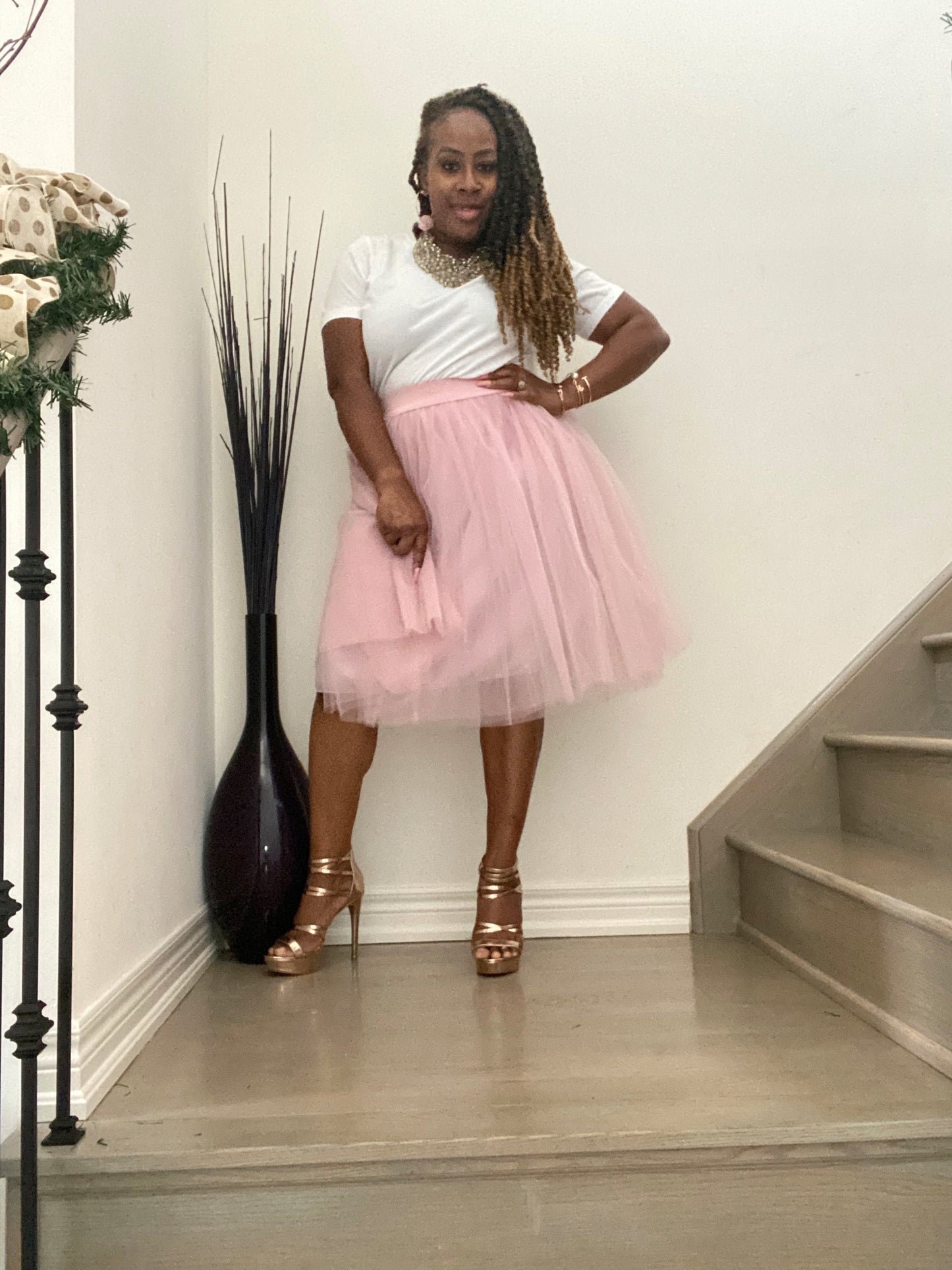 Camille Knee Length Tulle Skirt - Pink